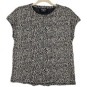 M Whistles Black Minimal Spotted Animal Tee Women's Size S Cream Brush Strokes